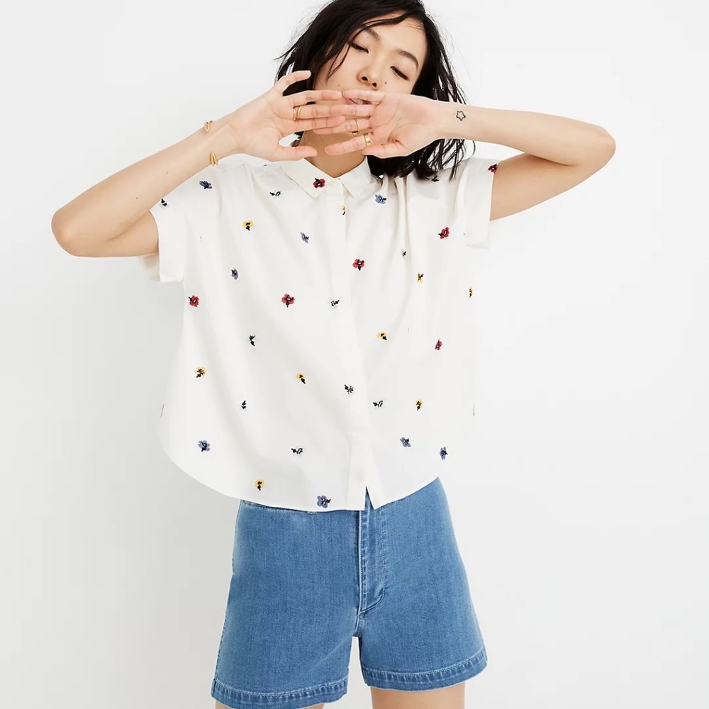 Madewell Embroidered Hilltop Shirt in Confetti Floral M
